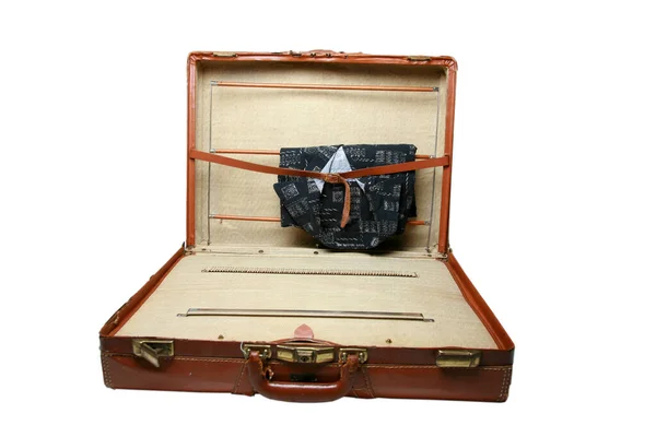 Vieille Valise Bagages Voyage Sac Cuir Une Valise Voyage Forfait — Photo