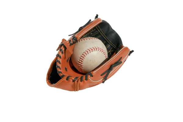 Baseball Baseball Spiel Fänger Mit Baseballhandschuh Und Baseball Lagen Auf — Stockfoto