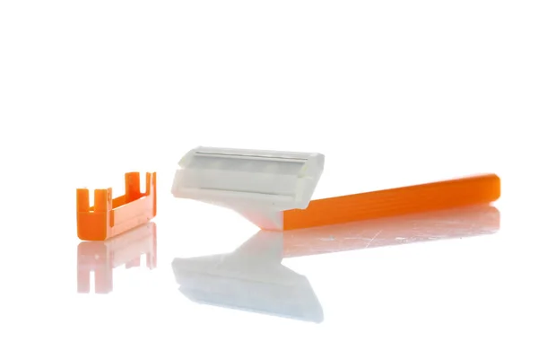 Razor Disposable Razor Blade Isolated White Single Use Razor Blade — Stock Photo, Image