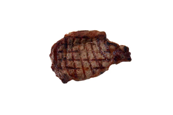 Bife Bife Costela Grelhado Fresco Quente Sem Osso Isolado Branco — Fotografia de Stock