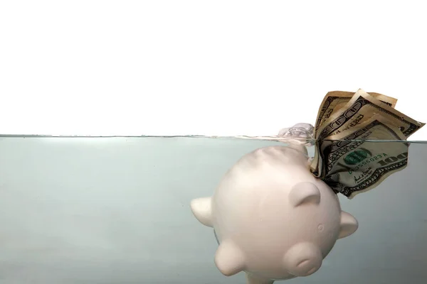 Drowning Debt Piggy Bank Sinks Dark Murky Water Drowning Debt Stock Picture
