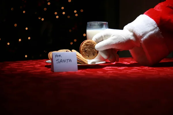 Galletas Para Santa Claus Galletas Recién Horneadas Chocolate Caliente Con —  Fotos de Stock