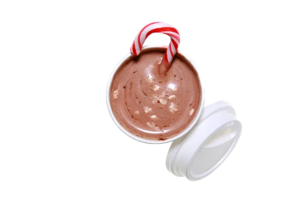 Choklad Coco Med Marshmallows Isolerad Vitt Rum För Sms Vintervarm — Stockfoto