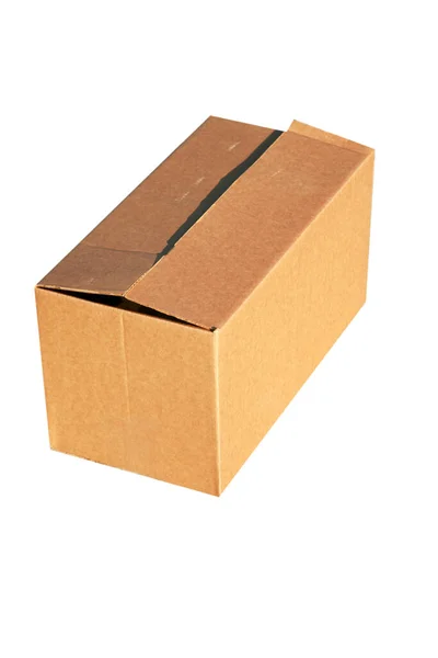 纸板箱纸板箱被白色隔离 装运箱 用白色背景隔离的密封纸板箱 航运集装箱 — 图库照片