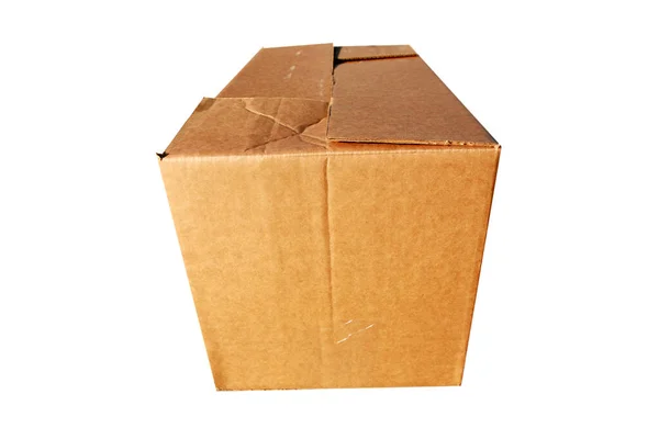 Картонна Коробка Картонна Коробка Ізольовані Білому Судноплавна Коробка Закрита Картонна — стокове фото