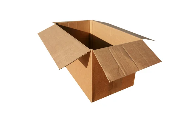 Χαρτόκουτο Κουτί Χαρτιά Απομονωμένο Λευκό Κιβώτιο Αποστολής Σφραγισμένο Χαρτόκουτο Που — Φωτογραφία Αρχείου