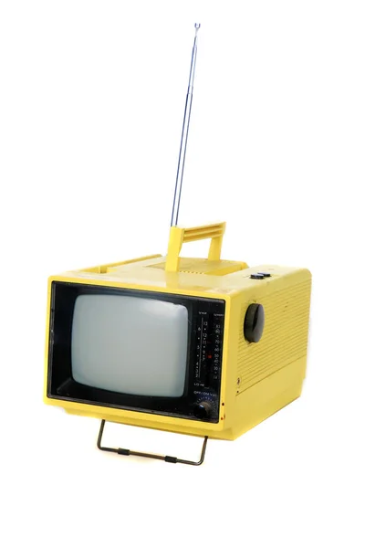 1970 Era Portable Television Draagbare Televisie Geïsoleerd Wit Ruimte Voor — Stockfoto