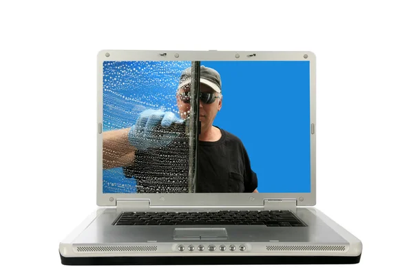 Window Cleaning Professional Window Cleaner Soaps Squeegees Window Clean Window — Stock Photo, Image