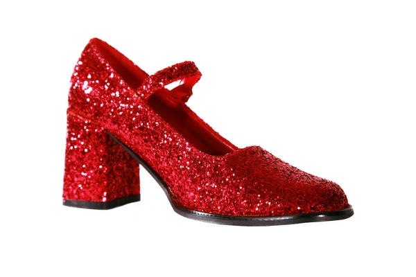 Ruby Red Slippers Ruby Red Slippers Red Glitter Isolated White — Stock Photo, Image