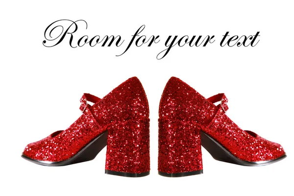 Ruby Red Slippers Ruby Red Slippers Red Glitter Isolated White — Stock Photo, Image