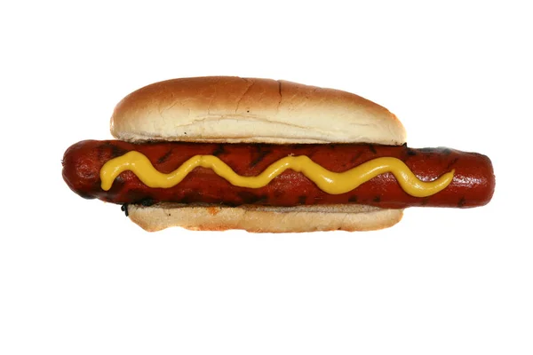 Een Hotdog Veertig Juli Hot Dog Barbecue Feestvoer Amerikaanse Patriottische — Stockfoto