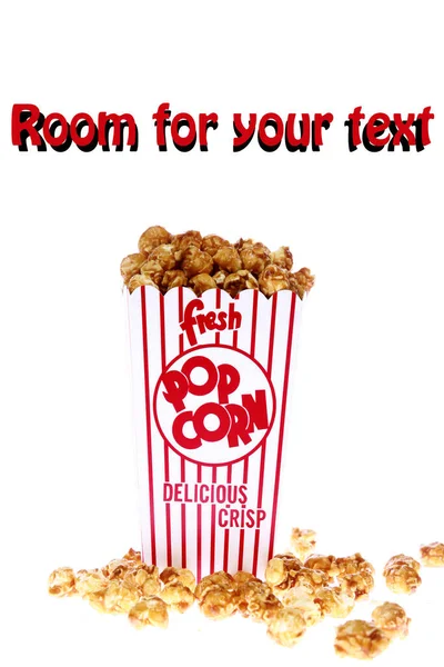 Karamellpopcorn Karamell Popcorn Dekorativ Papper Popcorn Kopp Popcorn Karamell Smaksatt — Stockfoto