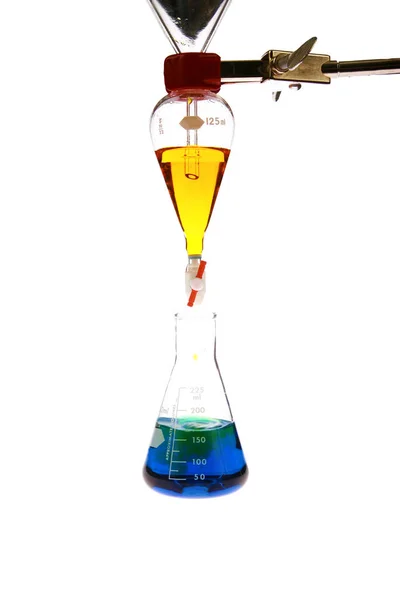 Chemie Experiment Chemie Isoliert Auf Weiß Raum Für Text Beschneidungsweg — Stockfoto