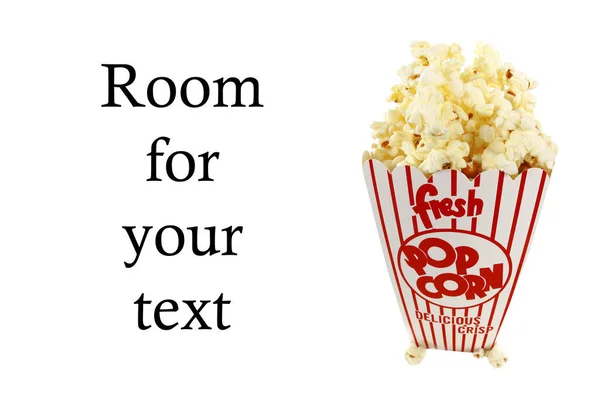 Pop Maïs Doos Met Warme Heerlijke Popcorn Geïsoleerd Wit Ruimte — Stockfoto