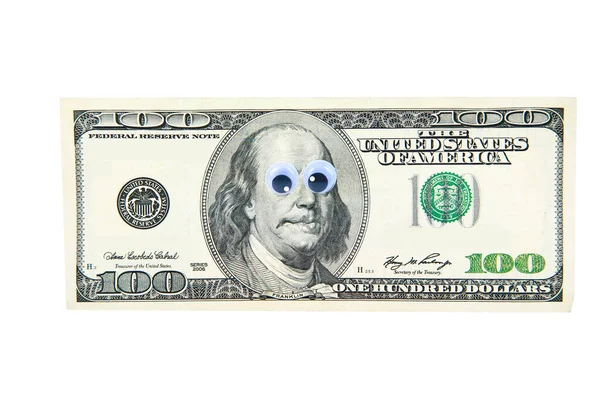Soldi Soldi Americani 100 Dollari Una Banconota Cento Dollari Isolato — Foto Stock