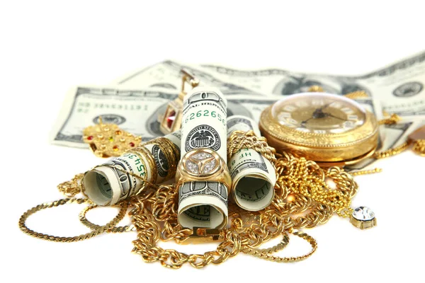 Dinheiro Para Ouro Dinheiro Ouro Jóias Velhas Dinheiro Dinheiro Para — Fotografia de Stock