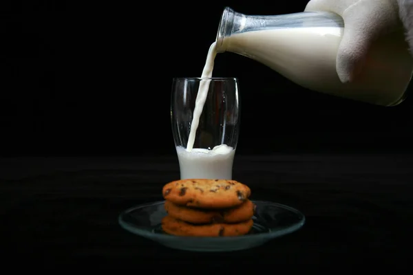 Santa Claus Enjoys Milk Cookies Milk Cookies Santa Santa Claus — Stock Photo, Image