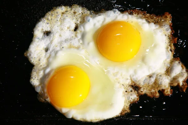 Ovos Fritos Dois Ovos Ovos Pequeno Almoço Ovos Sunny Side — Fotografia de Stock