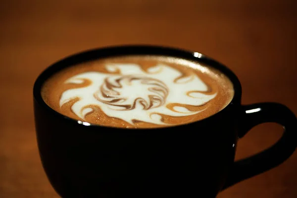 Latte Latte Art Latte Art Auf Heißem Latte Kaffee Milchschaum — Stockfoto