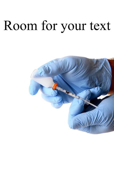 Coronavirus Vaccine Doctor Wearing Gloves Holding Syringe Taking Coronavirus Vaccine — Stock Photo, Image