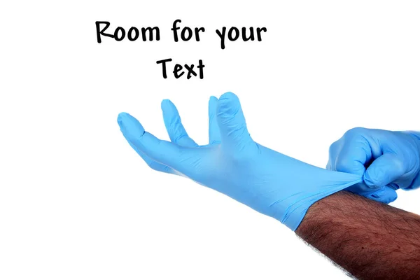 Ιατρικά Γάντια Δύο Μπλε Χειρουργικά Γάντια Απομονωμένο Λευκό Καουτσούκ Γάντι — Φωτογραφία Αρχείου