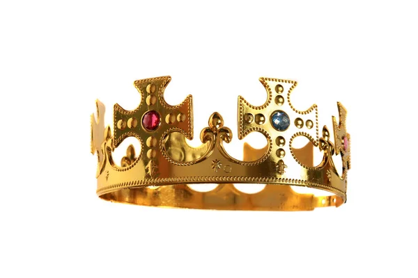 Koruna Zlatá Koruna Zlatá Královská Koruna Král Koruna Izolovaný Bílém — Stock fotografie