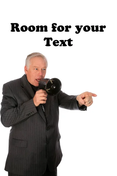 Megaphone Man Megaphone Isolated White Room Text Clipping Path Business — Stock Photo, Image