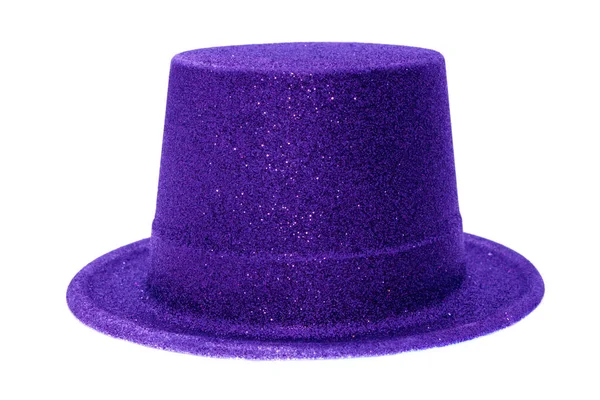 Top Hat Απομονωμένο Λευκό Γκλίτερι Τοπ Χατ Καπέλο Πάρτι Φωτογραφικά — Φωτογραφία Αρχείου