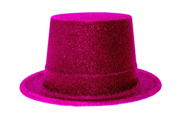 Top Hat Izolovaný Bílém Třpytivý Cylindr Party Hat Fotografické Rekvizity — Stock fotografie