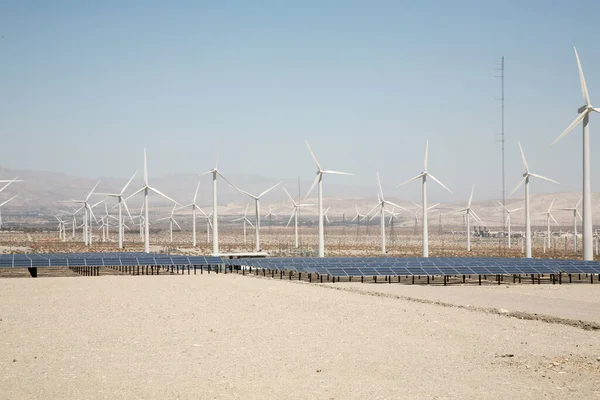 Ферма Вітряних Млинів Solar Farm Ферма Відновлюваної Енергії Вітроенергетичні Заводи — стокове фото