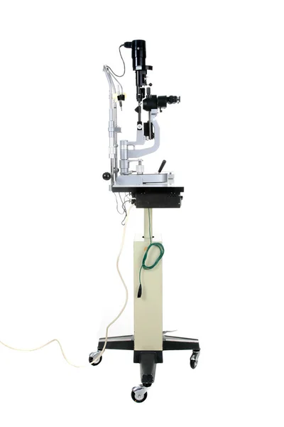 Kırık Lamba Bir Ophthalmologist Slit Lamba Beyaz Üzerine Izole Edilmiş — Stok fotoğraf