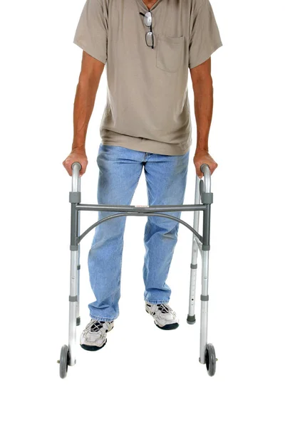 Man Using Walker Unidentifiable Happy Elderly Man Using His Walker — Stock Photo, Image