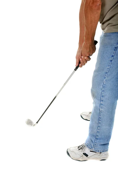 Golf Unidentifiable Man Plays Golf Isolated White Room Text Clipping — Stock Photo, Image