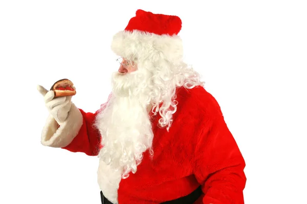 Weihnachten Weihnachtsmann Weihnachtsdonut Santa Claus Liebt Donuts Weihnachtsmann Claus Genießt — Stockfoto