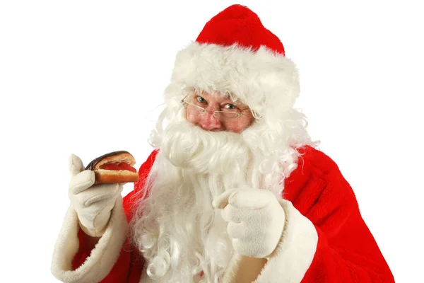 Weihnachten Weihnachtsmann Weihnachtsdonut Santa Claus Liebt Donuts Weihnachtsmann Claus Genießt — Stockfoto