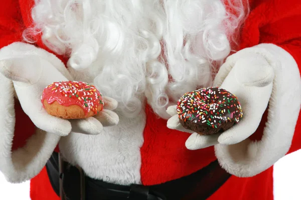 Christmas Santa Claus Christmas Donut Santa Claus Loves Donuts Santa — Zdjęcie stockowe