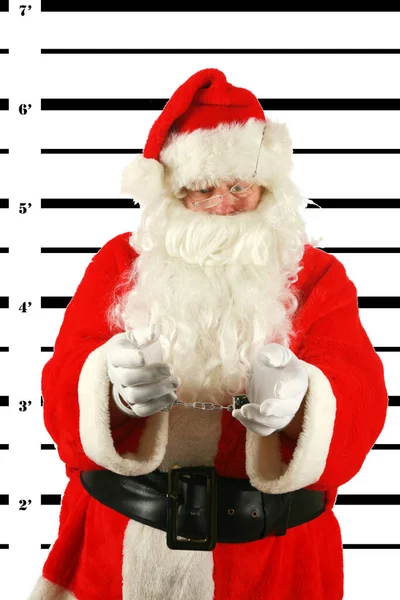 Funny Christmas Santa Claus Arrested Santa Claus Mug Shot Santa — Stock Photo, Image