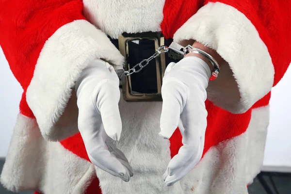 Funny Christmas Santa Claus Arrested Santa Claus Mug Shot Santa — Stock Photo, Image