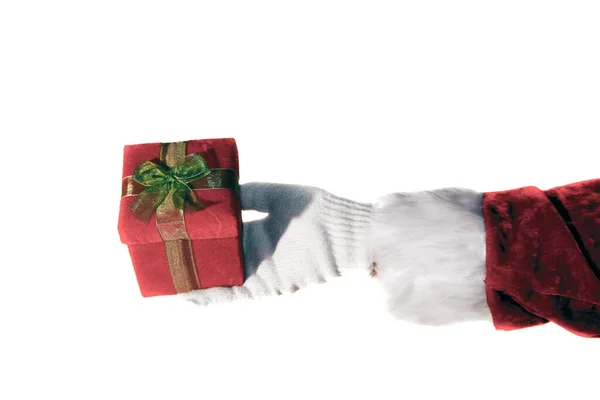 Christmas Santa Claus Arm Holds Christmas Box Christmas Present Christmas — Foto de Stock