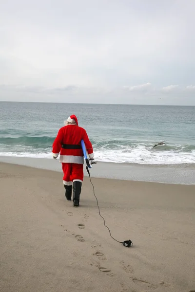 Christmas Surfing Santa Claus Surfing Santa Santa Claus Surf Board — Fotografia de Stock