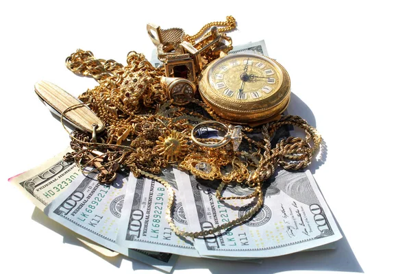 Cash Gold Sell Your Old Gold Jewelry Cash Old Gold — ストック写真