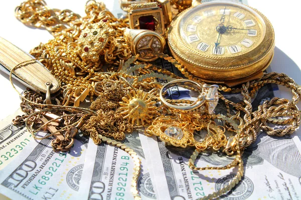 Dinheiro Para Ouro Vende Tua Velha Jóias Ouro Por Dinheiro — Fotografia de Stock