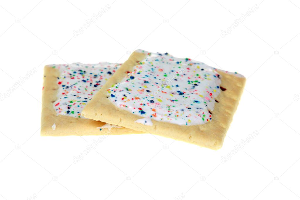 Pop Tarts. Toaster Pastries. Breakfast. snack. sweets. after school treat. Packet of Kellogg's POP tarts frosted strawberry toaster pastries. illustrative editorial. Isolated on white. room for text. editorial. isolated on white. room for text. enjoy
