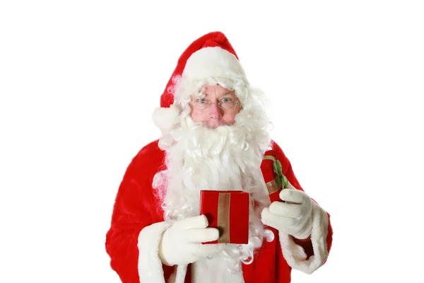 Weihnachten Weihnachtsmann Geld Weihnachtsgeschenk Weihnachtsgeschenk Der Weihnachtsmann Hält Eine Rote — Stockfoto