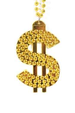 Dolar İşareti. Para Sembolü. - Ne? Nakit işareti. Para İşareti. Para birimi sembolü. Para birimi işareti. Dolar sembolü kolye. Beyaz üzerine izole edilmiş. Kırpma Yolu. Mesaj için yer var. Dolar İşareti Altın Kolye. Parlak altın kolye. Altın Dolarlık Mücevher. Altın Tanrı.