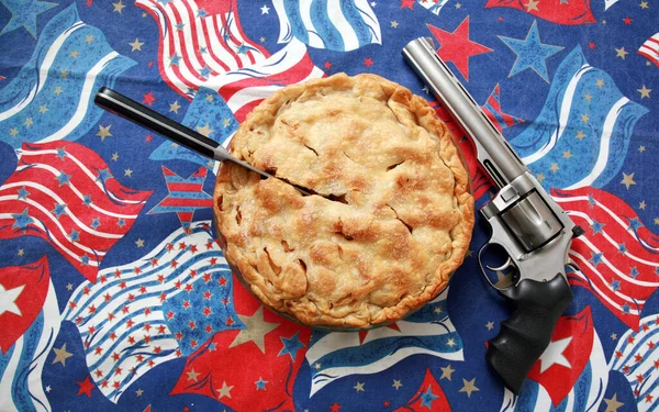Jablečný Koláč Američan Domácí Jablečný Koláč Pistole Ruční Zbraň Americký — Stock fotografie