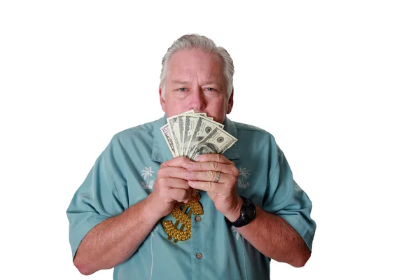 Pieniądze Człowiek Pieniędzmi Pieniądze Pożyczkę Bogaty Człowiek Zwycięzca Loterii Gotówka — Zdjęcie stockowe