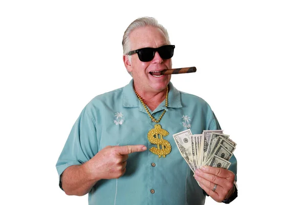 Pieniądze Człowiek Pieniędzmi Pieniądze Pożyczkę Bogaty Człowiek Zwycięzca Loterii Gotówka — Zdjęcie stockowe