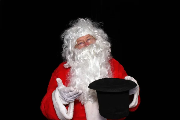 Weihnachten Weihnachtsmann Fotokabine Der Weihnachtsmann Hat Spaß Und Posiert Einer — Stockfoto