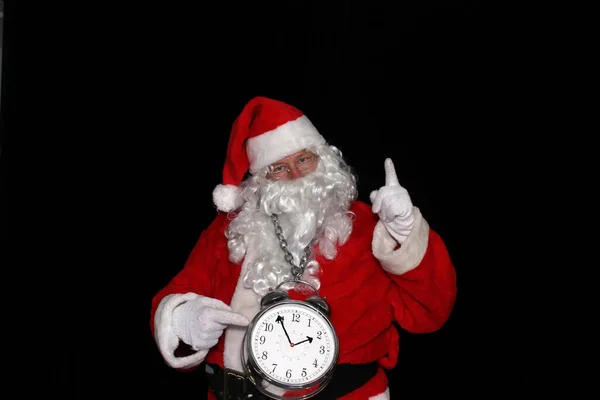 Weihnachten Weihnachtsmann Fotokabine Der Weihnachtsmann Hat Spaß Und Posiert Einer — Stockfoto